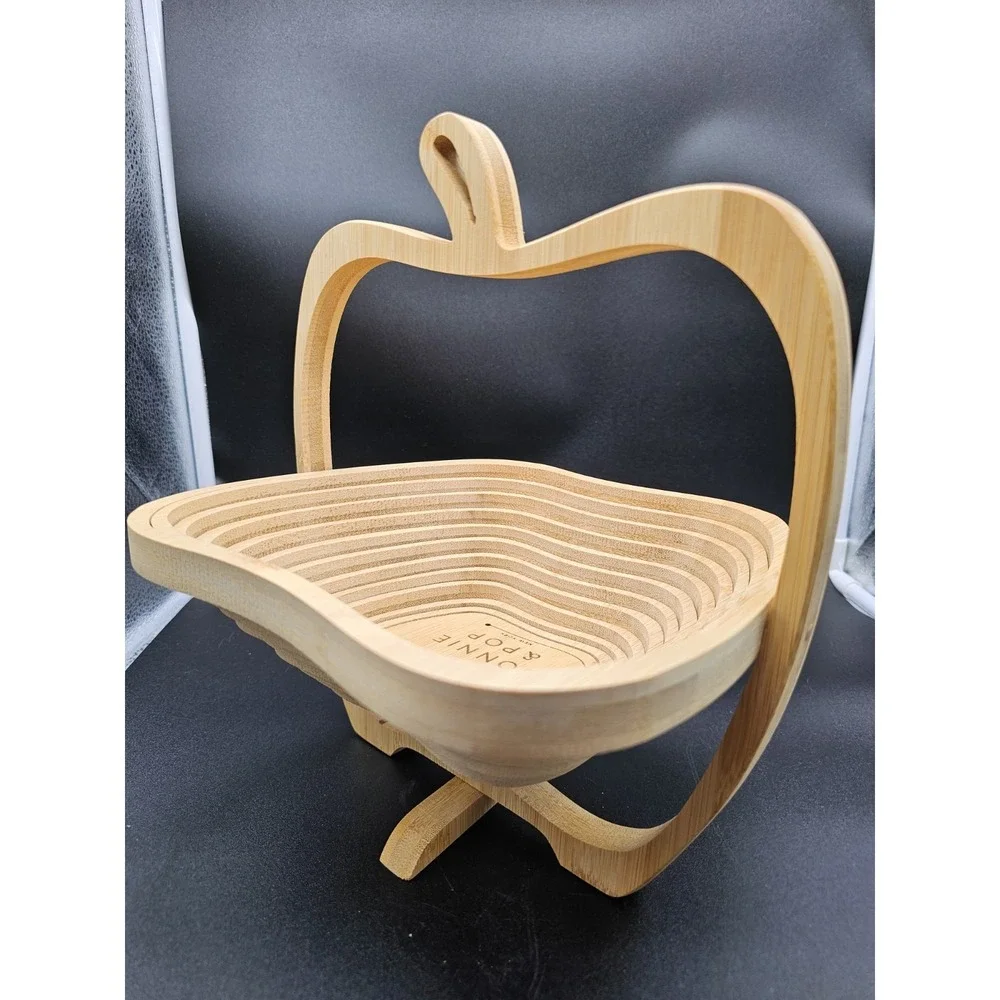 Bonnie & Pop Collapsible Wooden Apple Shaped Bowl‎ Handmade